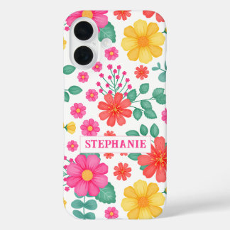 Personalisierte Mit Monogramm Wildblume Niedlich iPhone 16 Hülle