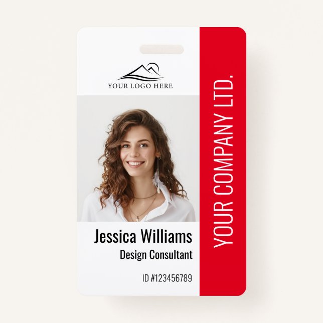 Personalisierte Mitarbeiter im Unternehmen Red ID Ausweis (Vorderseite)