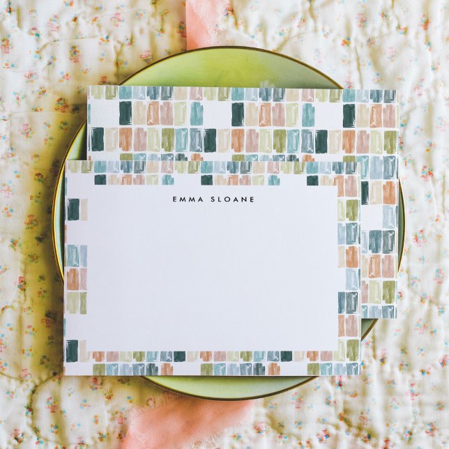 Personalisierte Mitteilungskarten mit gestrichenen (Watercolor painted jewels personalized note card set.)