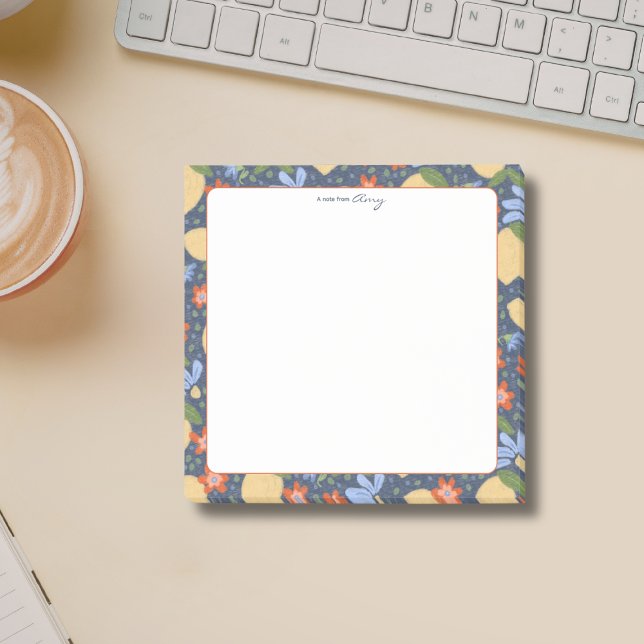 Personalisierte Mittelmeer-Zitronenblüte Post-it Klebezettel (Personalized Lemon Blossom Sticky Notes – Whimsical Mediterranean Floral Stationery)