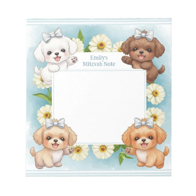 Personalisierte Mitzvah Hinweis Notepad Blumenjung Notizblock (Vorderseite)