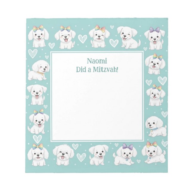 Personalisierte Mitzvah-Notiz Notepad-Mini-Welpen Notizblock (Vorderseite)