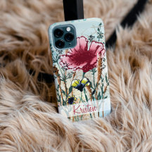 Personalisierte Mixed-Media-Wildblumen-Handyhülle