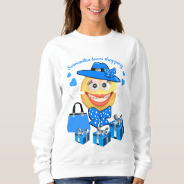 Personalisierte Mode Emoji in Blau mit Shopping Sweatshirt