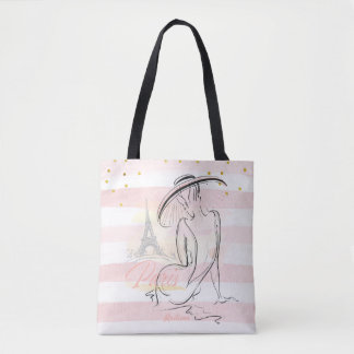 Personalisierte Mode Girl Paris Pink Sketch