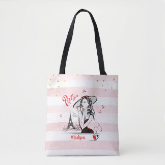 Personalisierte Mode Girl Paris Pink Sketch