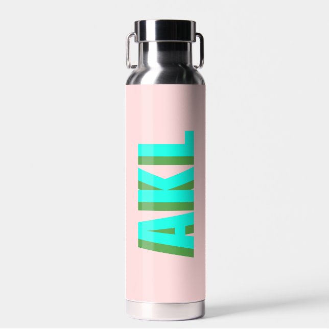 Personalisierte Modern Shadow Monogram-Initialen Trinkflasche (Vorne)