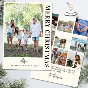 Personalisierte moderne 10-Familien-Fotos Minimali Feiertagskarte