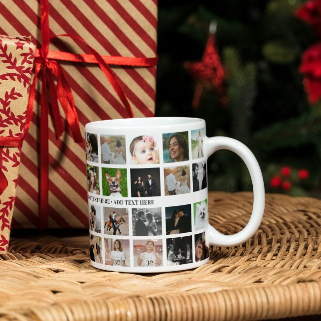 Personalisierte moderne 40-Foto-Collage und Text-G Kaffeetasse (Von Creator hochgeladen)