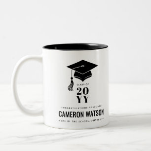 Personalisierte moderne Abschlussmütze und Quaste Zweifarbige Tasse