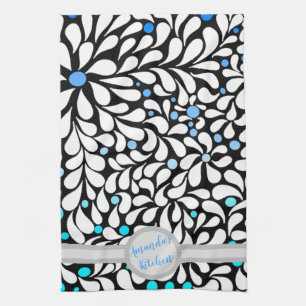 Personalisierte moderne Blume Blau aquamarin ombre Geschirrtuch