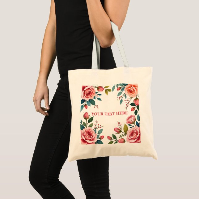 Personalisierte moderne Blumen & Kraft-Geschenke Tragetasche (Vorderseite (Produkt))
