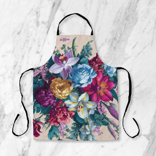 Personalisierte moderne blumenmonogramm schürze