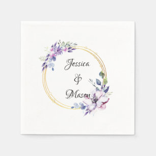 Personalisierte moderne Blumige Hochzeit Serviette