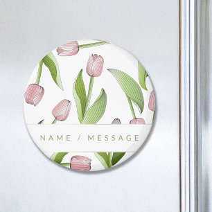 Personalisierte moderne botanische rosa Tulpe Magnet