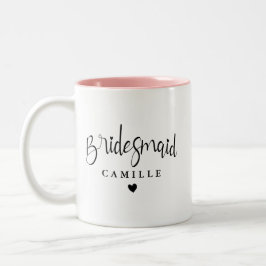 Personalisierte moderne Brautjungfrau Hochzeitskaf Zweifarbige Tasse