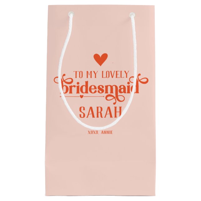 Personalisierte moderne Bridesmaid-Geschenktasche Kleine Geschenktüte (Vorderseite)