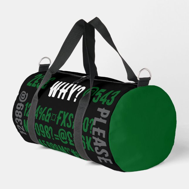 Personalisierte moderne Buchstaben Schwarz Grün Tr Duffle Bag (Linke Seite)