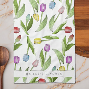 Personalisierte moderne bunte Tulpe Geschirrtuch