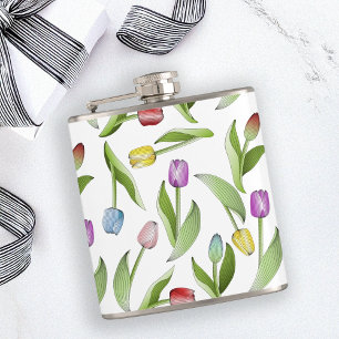 Personalisierte moderne bunte Tulpenblume Flachmann