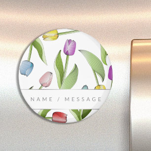 Personalisierte moderne bunte Tulpenblume Magnet
