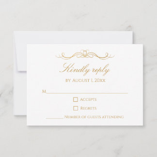 Personalisierte moderne elegante goldene und weiße RSVP karte