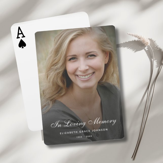 Personalisierte moderne Feier-des-Lebens-Beerdigun Spielkarten (Photo Memorial Playing Cards)