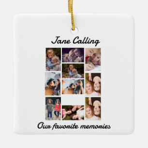 Personalisierte moderne Freunde 10 FotoCollage Keramikornament
