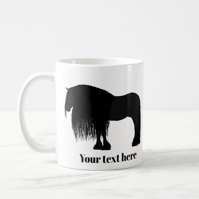 Personalisierte moderne Friesian Horse Illustratio Kaffeetasse (Links)