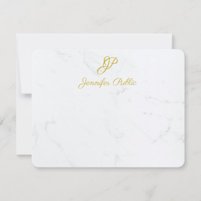 Personalisierte moderne Gold Script Stationery Mar Mitteilungskarte (Vorderseite)