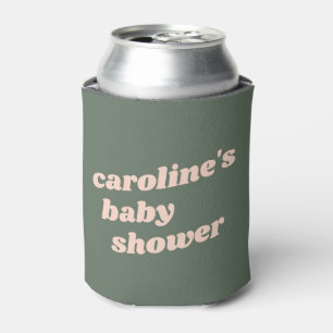 Personalisierte moderne grüne Rosa Retro Babydusch Dosenkühler