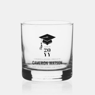 Personalisierte moderne Hut- und Quasten-Abschluss Whiskyglas