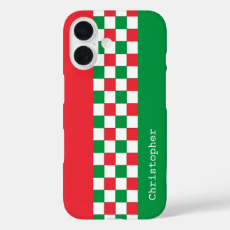 Personalisierte moderne italienische Racing-Karo iPhone 16 Hülle