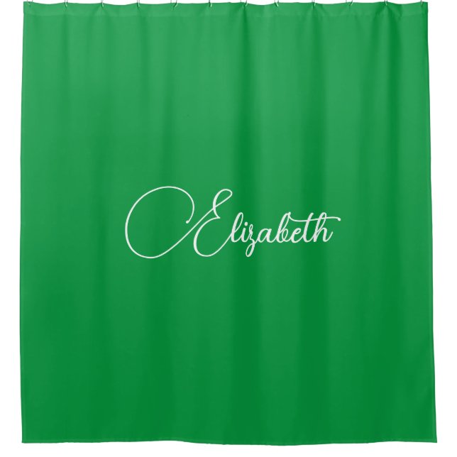 Personalisierte moderne Kelly Green Template Duschvorhang (Vorderseite)