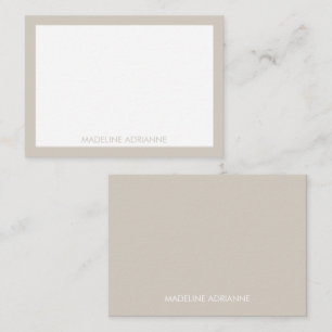Personalisierte moderne minimal warme Greige Name Mitteilungskarte