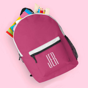 Personalisierte moderne Monogramm-Initialen Rosa W Bedruckter Rucksack