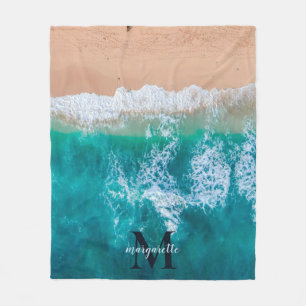 Personalisierte moderne Monogramm Name Summer Beac Fleecedecke