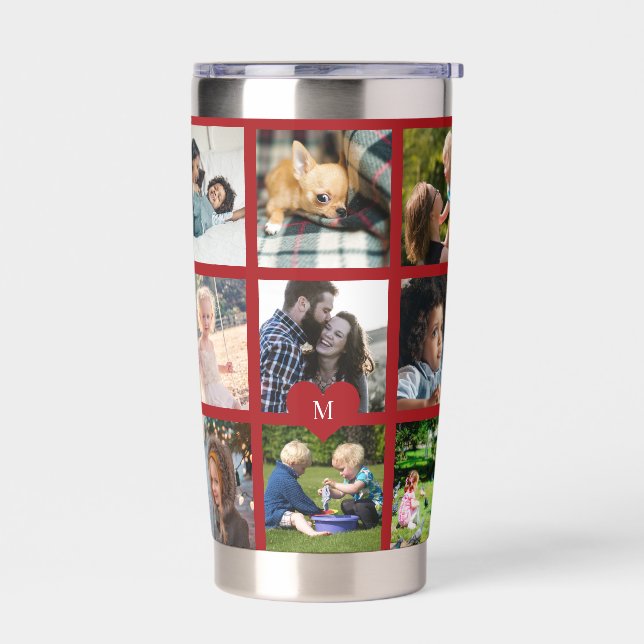 Personalisierte moderne Multifoto-Collage mit Mono Thermobecher (Links)