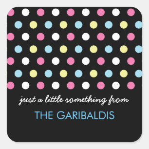 Personalisierte moderne Neon Polka Dots Gift Tags Quadratischer Aufkleber