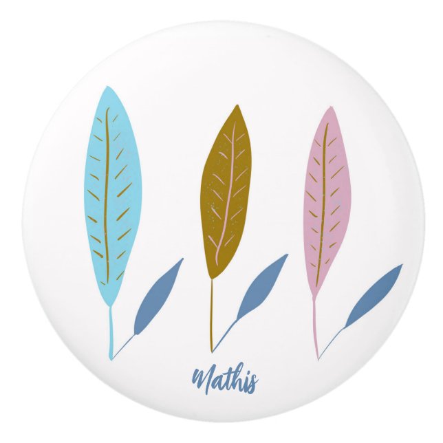 Personalisierte moderne niedliche Blatt-Keramik Pu Keramikknauf (Vorderseite)