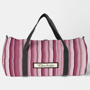 Personalisierte moderne rosa Mauve Stripteppiche Duffle Bag