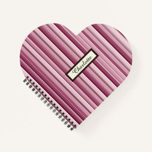 Personalisierte moderne rosa Mauve Vertikale Strei Notizbuch