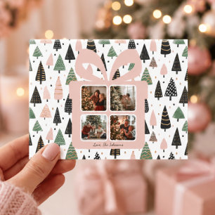 Personalisierte moderne rosa Weihnachts-Fotokarte Postkarte