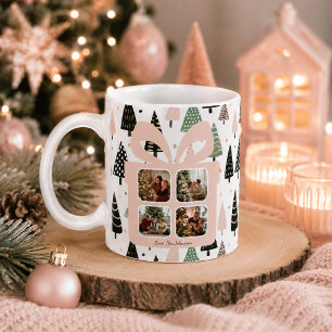 Personalisierte moderne rosa Weihnachtsgeschenkbox Kaffeetasse