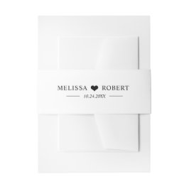 Personalisierte Moderne Schwarz-Weiß-Hochzeit Einladungsbanderole