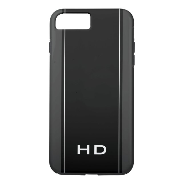 Personalisierte, moderne, schwarze Monogramm-Buchs Case-Mate iPhone Hülle (Rückseite)