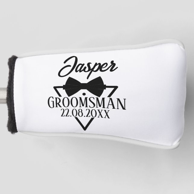 Personalisierte moderne schwarze und weiße Fliege  Golf Headcover (Vorderseite)