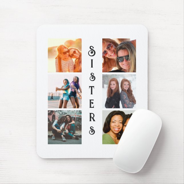 Personalisierte moderne Schwestern 6 FotoCollage Mousepad (Mit Mouse)