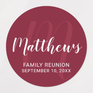 Personalisierte moderne Script-Monogramm und Famil Etiketten