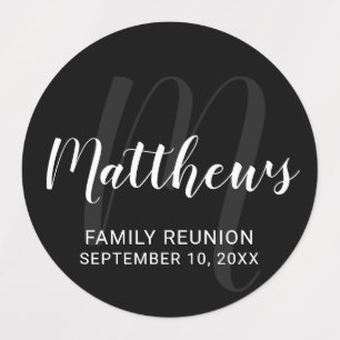 Personalisierte moderne Script-Monogramm und Famil Etiketten